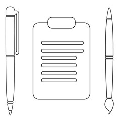 Web line icon. Checklist with pen pencil 
