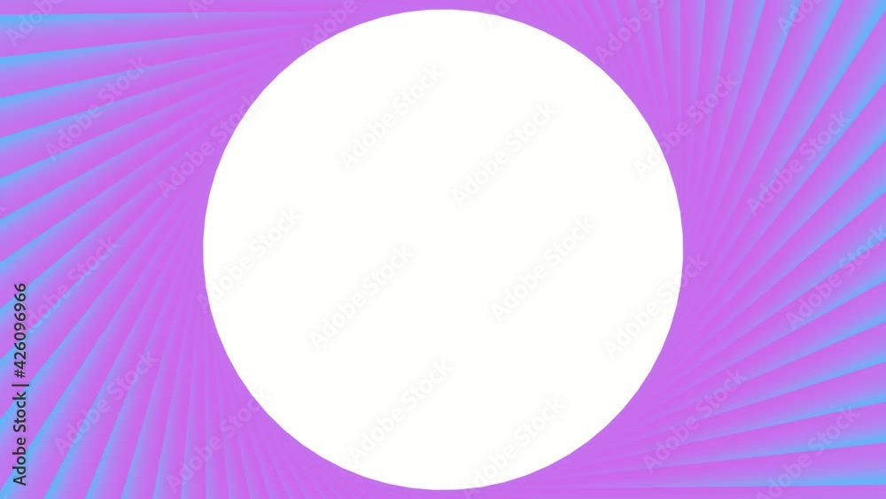 Poster fiolet rotating abstract pattern of lines and a gradient with a white circle inside. 3d rendering an