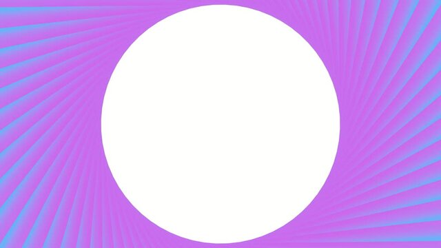 Fiolet rotating abstract pattern of lines and a gradient with a white circle inside. 3d rendering animation. Motion design. Well suited for creating a video background, video mastering.