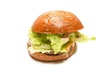 Hamburger isolated on a white background.