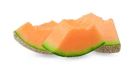 Slice orange melon isolated on white with clipping path