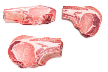 Raw pork isolated on white background.