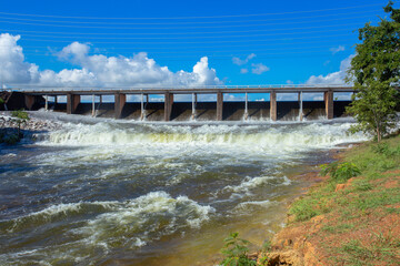 Thailand, Hydroelectric Power, River, Running, Concrete