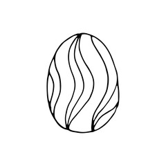 Easter egg. Doodle. Vector. Hand-drawn illustration. Coloring. Black and white outline. Silhouette.