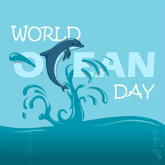 World Oceans Day June 8 with dolphin
