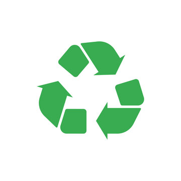 Grunge green eco recycling trash can icon shape. Isolated on white background. Vector illustration image.