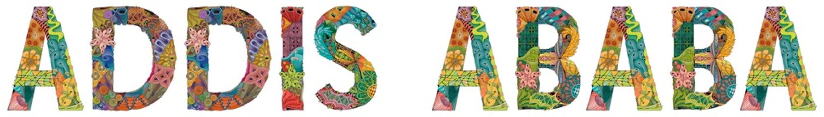 Addis Ababa is the capital and largest city of Ethiopia. Vector decorative zentangle object for decoration