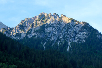 Mountain view in the austrian alps in the summer.