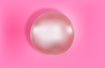 pink background with ball or circle with shadow. big pearl. vector