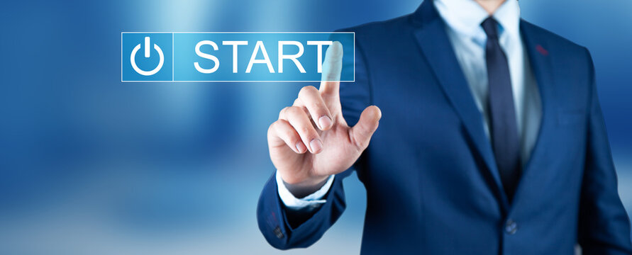 Man touching a start concept