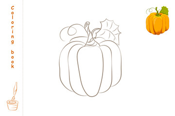 Coloring book pumpkin with example
