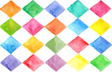 watercolor background of multicolored rhombuses
