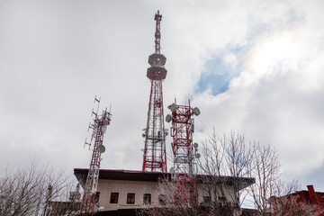 5G Cell site, communication mast, satellite communication antenna, Development of communication systems in urban area