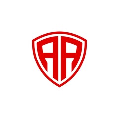 initial Letter AA with Shield frame line element