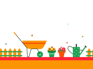 Gardening vector seamless pattern on a white background.