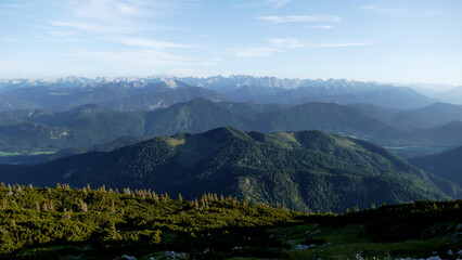 Fototapeta premium Mountain panorama Benediktenwand mountain tour in Bavaria, Germany