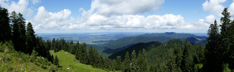 Fototapeta premium Mountain panorama Benediktenwand mountain tour in Bavaria, Germany
