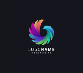 colorful shield gradient logo design premium vector