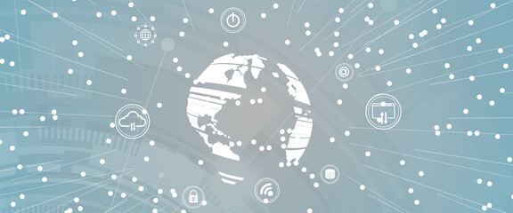 Abstract Artificial intelligence. Cloud computing. Machine learning. Technology web background. Virtual concept