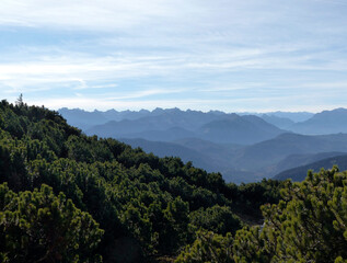 Naklejka premium Panorama view from Benediktenwand mountain in Bavaria, Germany