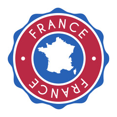 France Badge Map Vector Seal. National Symbol Country Stamp Design Icon Label. 