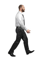 walking caucasian businessman