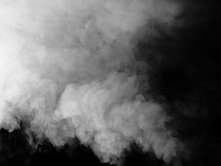 White smoke on black background