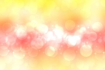 Naklejka premium Abstract blurred fresh vivid spring summer light delicate pastel yellow pink orange bokeh background texture with bright circular soft color lights. Beautiful backdrop illustration.