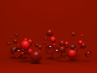 Abstract background with red balls. 3d spheres.