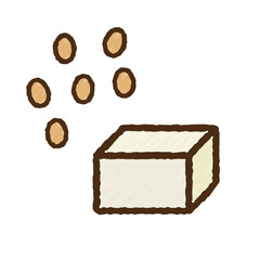 シンプルでかわいい豆腐のイラスト 手書き風