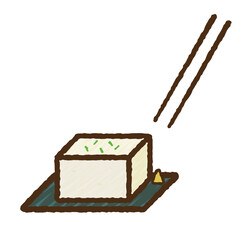 シンプルでかわいい冷奴のイラスト 手書き風