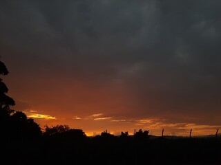Colombian sunset over the mountains