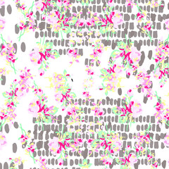 Watercolor Flower background. Abstract floral seamless pattern. 