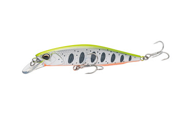 Wobbler with hooks for fishing as bait for fish, which is used for spinning. Fishing tackle for a fisherman.