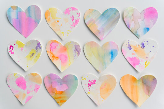 Naklejki Studio shot of colorful paper hearts