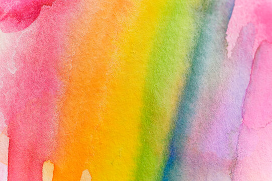 Close-up of watercolor rainbow