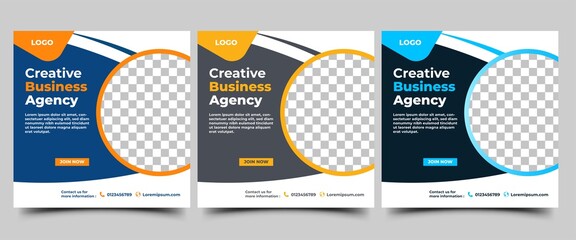 Set of Business promotion social media post template layout design. Vector design with place for the photo.