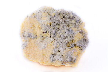 macro mineral stone sulfur on a white background