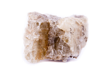 Macro minerals spodumene stone on a white background
