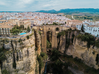 Fototapeta na wymiar Aerial view of the New Bridge and the city of Ronda. Spain