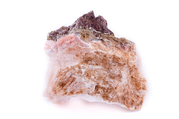 Macro mineral stone Chalcedony on a white background