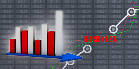 3d rendering Stock market online business concept. business Graph 
