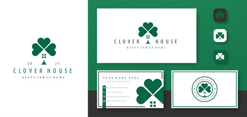clover three leaf house logo design