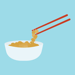 シンプルでかわいい納豆のイラスト フラットデザイン