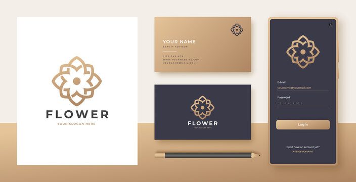 abstract line art flower logo design - Powered by Adobe