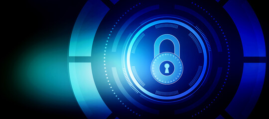 2d illustration Safety concept: Closed Padlock on digital background
