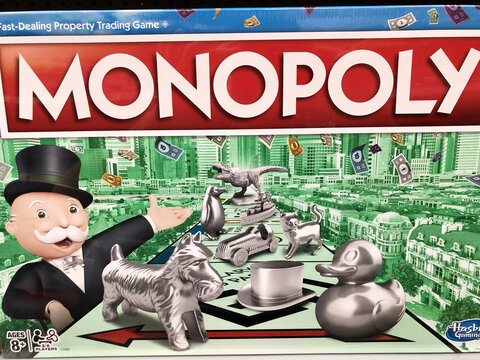 OCEAN SPRINGS, UNITED STATES - Mar 27, 2021: Classic Monopoly Board Game