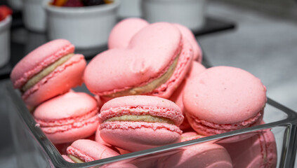 Candy bar, delicious fruit desserts in a restaurant