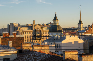 Fototapeta premium Rooftop view on old buildings, Saint-Petersburg, Russia