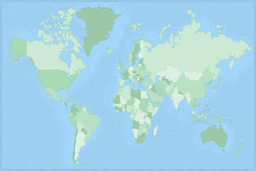 Detailed map of the world in green hues.